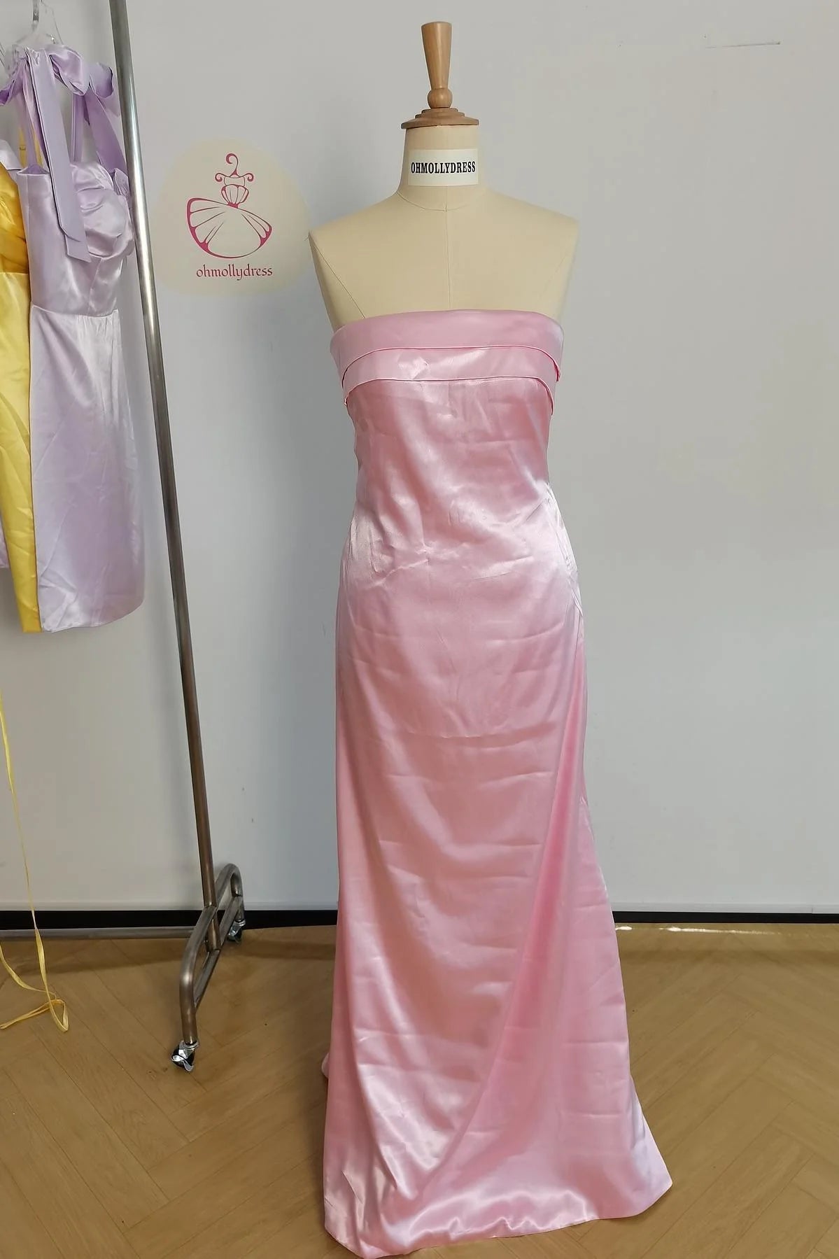 Strapless Yellow A-line Long Party Dress