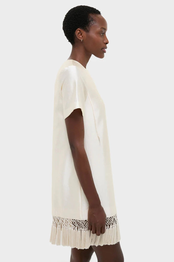Ivory Dupioni Tassel Downing Dress