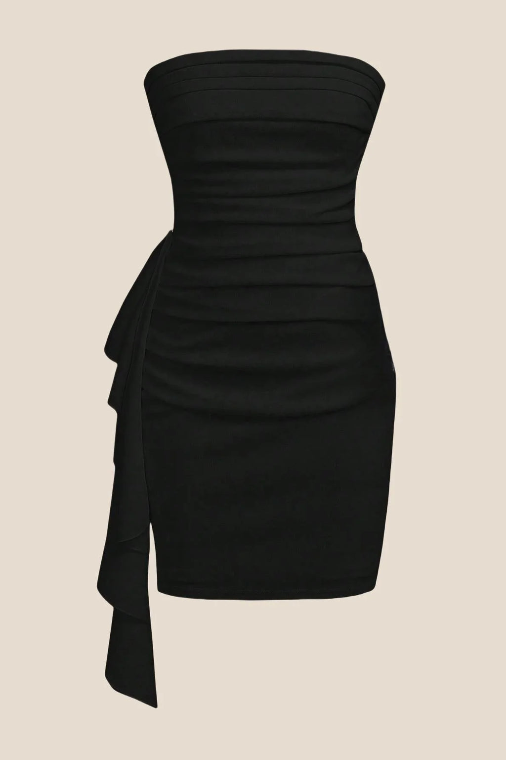 Strapless Red Bodycon Short Dress with Train