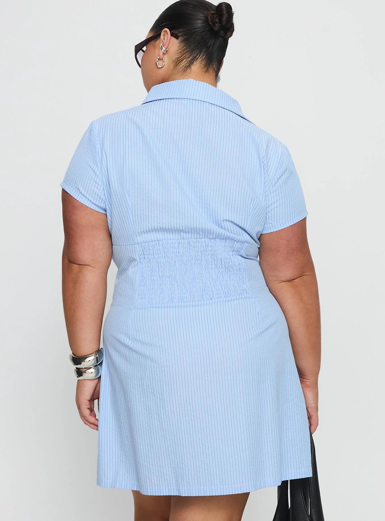 Motley Mini Dress Blue Stripe Curve