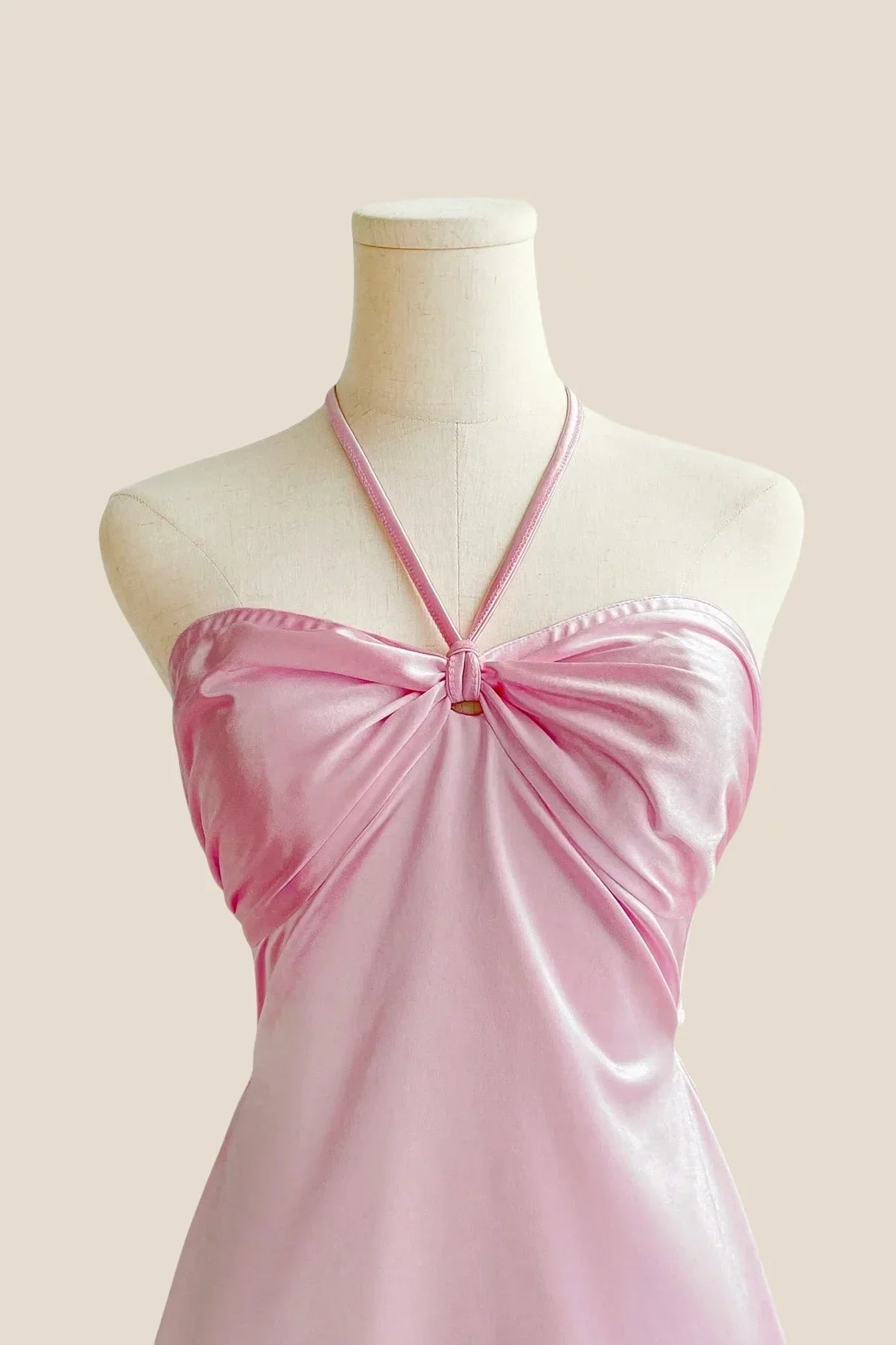Halter Sage Green Back Tie A-line Short Dress