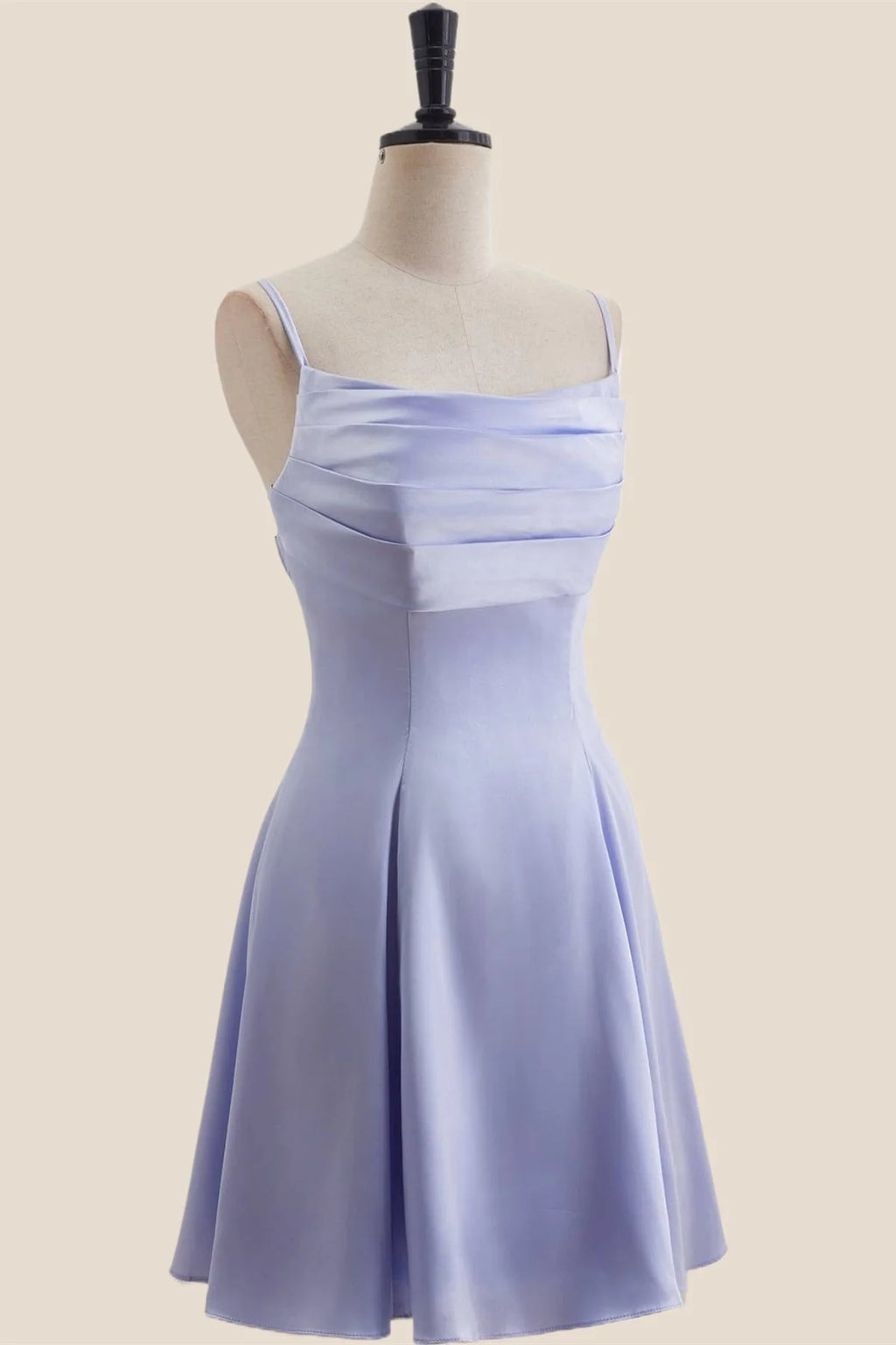 Light Blue Satin Short Dress with Back Bow