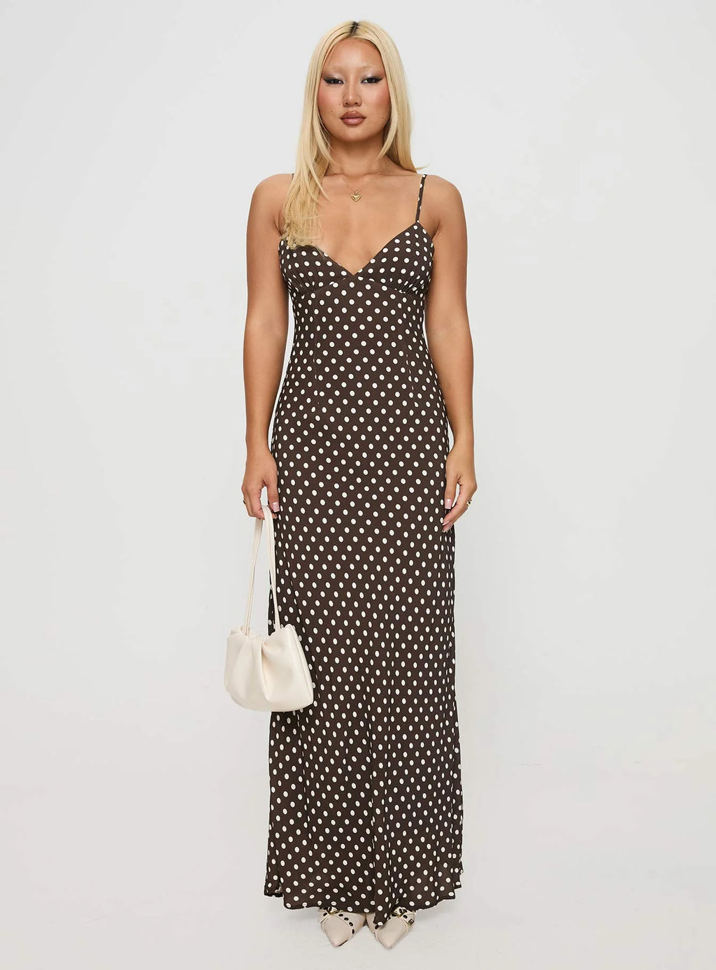 Jorjana Maxi Dress Brown / White Polka Dot