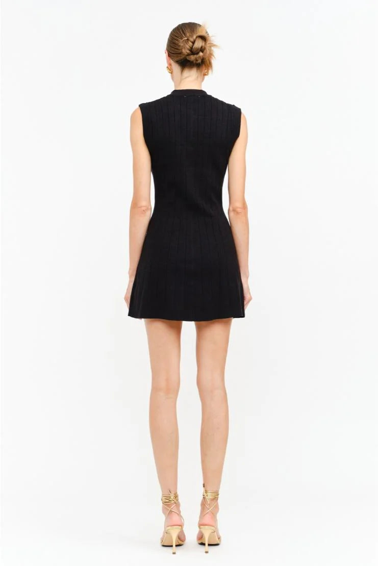 Carly Gold Buttons Knit Mini Dress