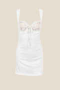 White Satin and Lace Short Dress