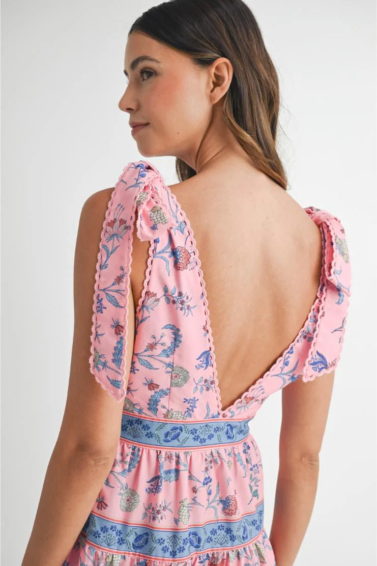 Hannah Floral Print Tiered Midi Maxi Dress
